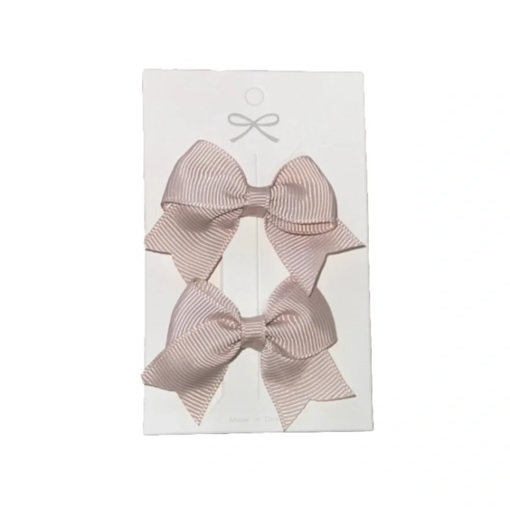 Grosgrain Bow Hair Clips - Blush Pink /Set of 2 Universal Hair Accessories